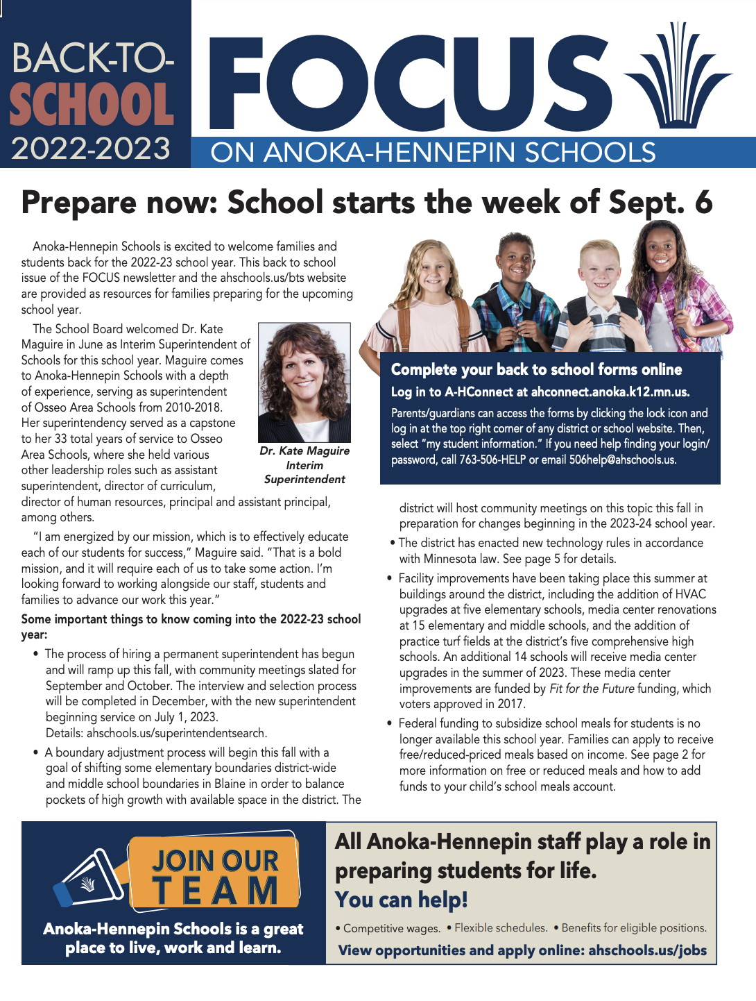 Cover of the 2022-23 Back-to-School Focus publication
